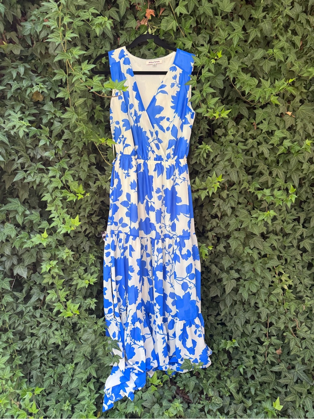 Jealous Tomato White Maxi Dress with Blue Floral Print